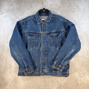 Wrangler Rugged Wear Denim VTG Denim Jacket‎ Mens Medium Blue 90s Trucker Cowboy